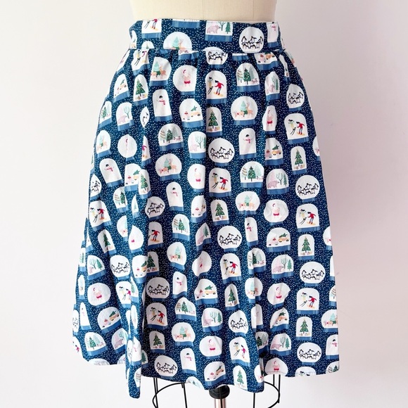 Modcloth Dresses & Skirts - Modcloth Festive Blue Snow Globe A-Line Skirt